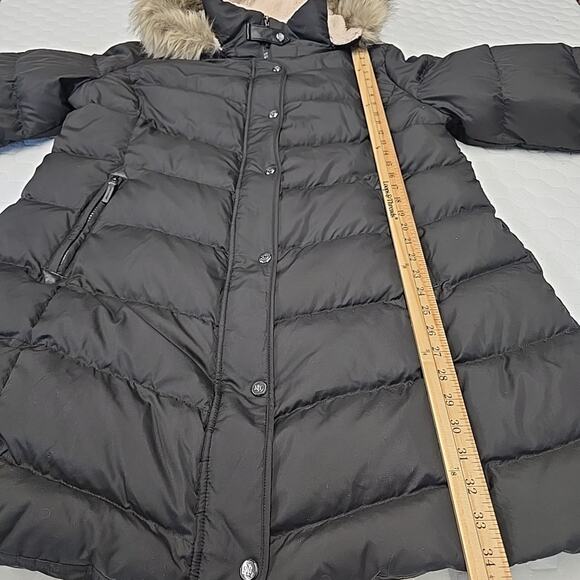 Lauren Ralph Lauren Womens Down Faux Fur Trim Black Hooded Puffer Coat XL EUC - Picture 10 of 12